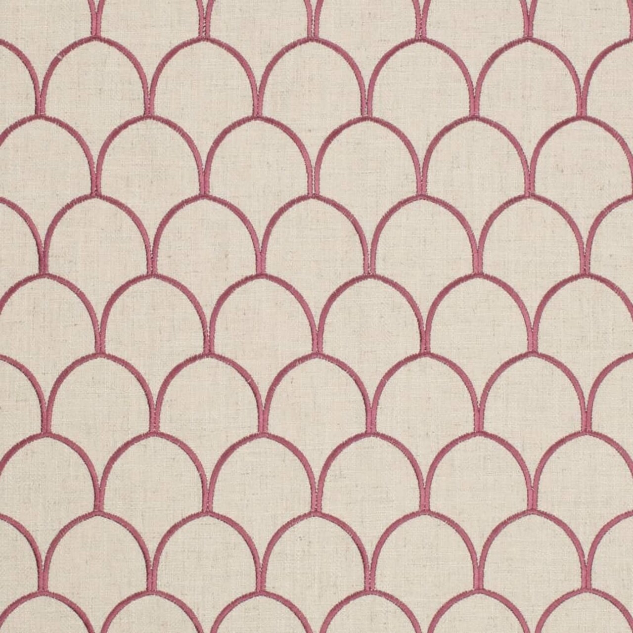 Purple Embroidery Geometric Linen Look Upholstery Fabric by The Yard - SKU: Ayden Berry